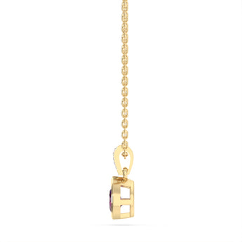Created Amethyst and Diamond Pendant in 9ct Yellow Gold
