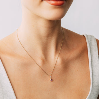 Created Amethyst and Diamond Pendant in 9ct Yellow Gold