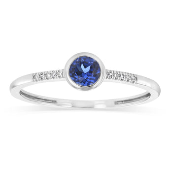 Created Sapphire and Diamond Ring in Sterling Silver