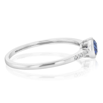 Created Sapphire and Diamond Ring in Sterling Silver