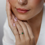 Created Emerald and Diamond Ring in Sterling Silver