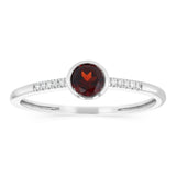 Created Red Garnet and Diamond Ring in Sterling Silver