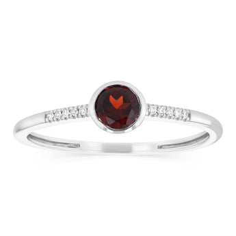 Created Red Garnet and Diamond Ring in Sterling Silver