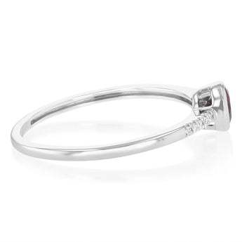 Created Red Garnet and Diamond Ring in Sterling Silver