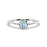 Created Blue Topaz and Diamond Ring in Sterling Silver