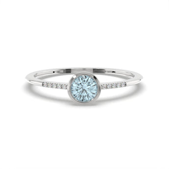 Created Blue Topaz and Diamond Ring in Sterling Silver