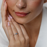 Created Blue Topaz and Diamond Ring in Sterling Silver