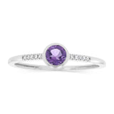 Created Amethyst and Diamond Ring in Sterling Silver