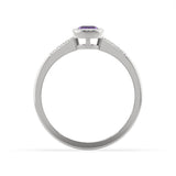 Created Amethyst and Diamond Ring in Sterling Silver
