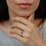 Created Amethyst and Diamond Ring in Sterling Silver