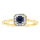 Created Sapphire and Diamond Ring in 9ct Yellow Gold