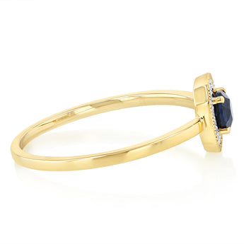 Created Sapphire and Diamond Ring in 9ct Yellow Gold