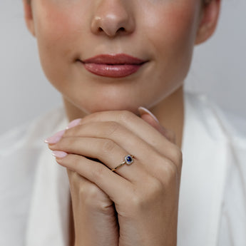 Created Sapphire and Diamond Ring in 9ct Yellow Gold