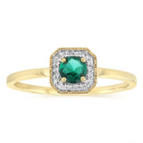 Created Emerald and Diamond Ring in 9ct Yellow Gold