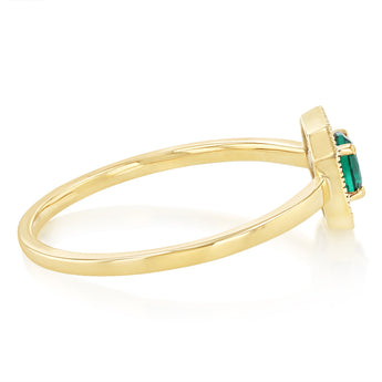 Created Emerald and Diamond Ring in 9ct Yellow Gold