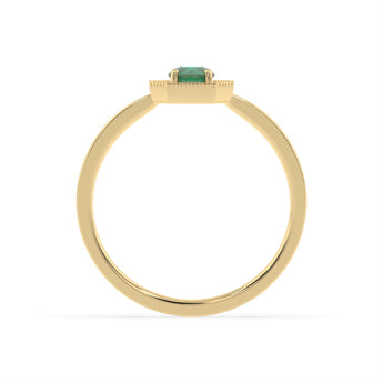 Created Emerald and Diamond Ring in 9ct Yellow Gold