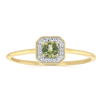 Created Peridot and Diamond Ring in 9ct Yellow Gold