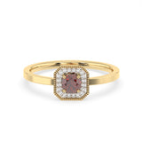 Created Red Garnet and Diamond Ring in 9ct Yellow Gold