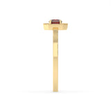 Created Red Garnet and Diamond Ring in 9ct Yellow Gold