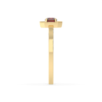 Created Red Garnet and Diamond Ring in 9ct Yellow Gold