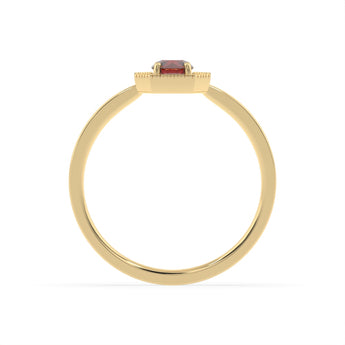 Created Red Garnet and Diamond Ring in 9ct Yellow Gold
