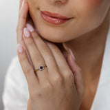 Created Red Garnet and Diamond Ring in 9ct Yellow Gold
