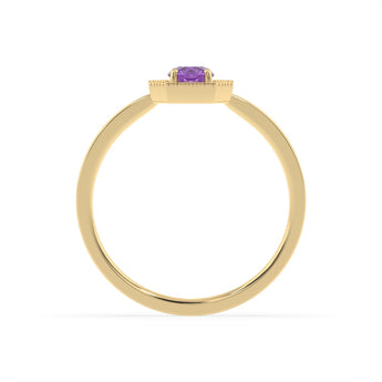 Created Amethyst and Diamond Ring in 9ct Yellow Gold