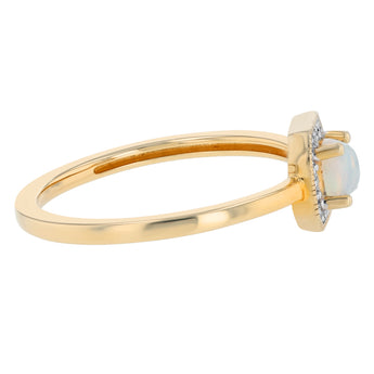 Created Opal and Diamond Ring in 9ct Yellow Gold