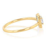 Created White Topaz and Diamond Ring in 9ct Yellow Gold