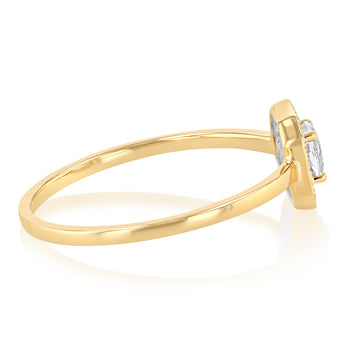 Created White Topaz and Diamond Ring in 9ct Yellow Gold