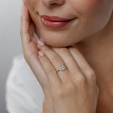 Created White Topaz and Diamond Ring in 9ct Yellow Gold