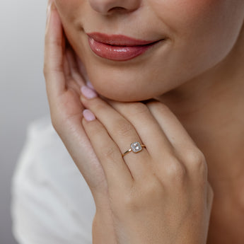 Created White Topaz and Diamond Ring in 9ct Yellow Gold