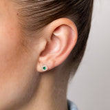 Created Emerald and Diamond Stud Earrings in 9ct Yellow Gold