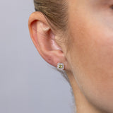 Created Peridot and Diamond Stud Earrings in 9ct Yellow Gold