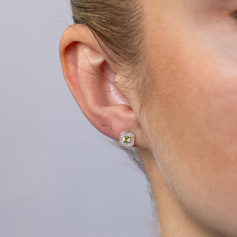 Created Peridot and Diamond Stud Earrings in 9ct Yellow Gold