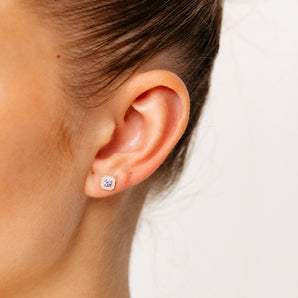 Created Tanzanite and Diamond Stud Earrings in 9ct Yellow Gold