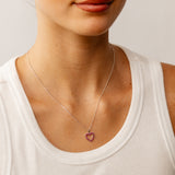 Created Ruby Open Heart Pendant in 9ct White Gold