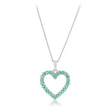 Created Emerald Open Heart Pendant in 9ct White Gold