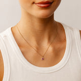 Created Ruby and Diamond Pendant in 9ct Yellow Gold