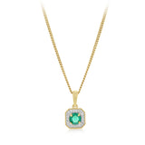 Created Emerald and Diamond Pendant in 9ct Yellow Gold