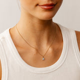 Created Aquamarine and Diamond Pendant in 9ct Yellow Gold