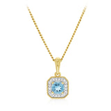Created Blue Topaz and Diamond Pendant in 9ct Yellow Gold