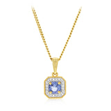 Created Tanzanite and Diamond Pendant in 9ct Yellow Gold