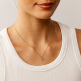 Created Tanzanite and Diamond Pendant in 9ct Yellow Gold