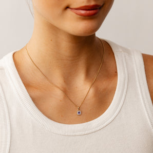 Created Tanzanite and Diamond Pendant in 9ct Yellow Gold