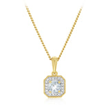Created White Topaz and Diamond Pendant in 9ct Yellow Gold