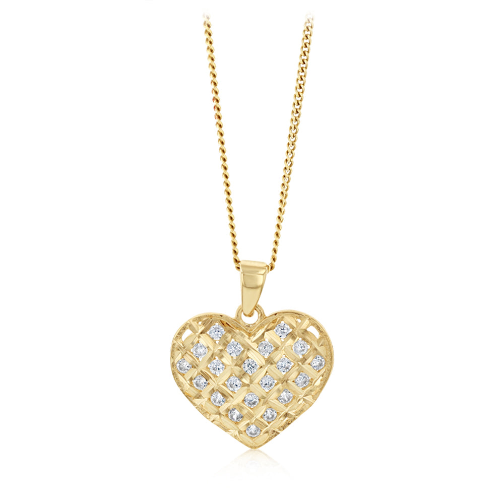Cubic Zirconia Heart Pendant in 9ct Yellow Gold– Shiels Jewellers
