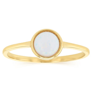 Created Opal Bezel Ring in 9ct Yellow Gold