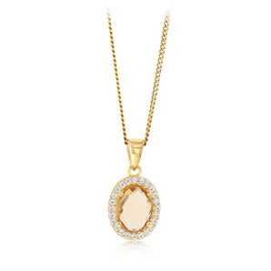 Natural Quartz and Cubic Zirconia Pendant in 9ct Yellow Gold