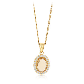 Natural Quartz and Cubic Zirconia Pendant in 9ct Yellow Gold